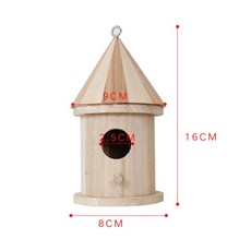 미완성 목재 새 집 걸이식 야외 먹이 장치 폴 야생 정원 파티오, 2.Round Hole, 1개