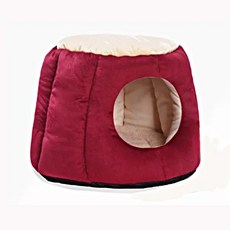 애완용텐트 BED DOGS WARM SEMI-CLOSED PET DEEP WINTER CAT NEST HOME BAG CAVE KENNEL MEDIUM THICKENED HOUSE, 50X35CM, WINE RED, 1개