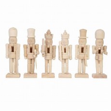 장식품 6pcs 나무 호두 까기 인형 장식 DIY 빈 페인트 장난감 어린이를위한 조각품, 나무 색상, 중국