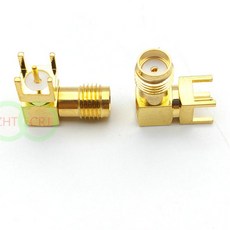 SMA 암 직각 솔더 PCB 마운트 RF 커넥터 어댑터 골드, [01] 100PCS, 100개