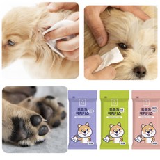 반려동물 눈귀발 청소 두툼한 물티슈 강아지 바디티슈 강아지발세척, 눈물자국, 4개, 30개입