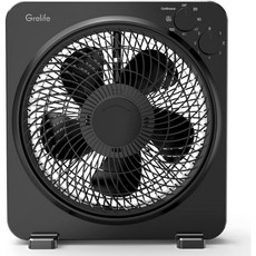 Grelife 테이블 팬 14인치 박스 팬3개의 조절 가능한 속도 조용한 실행 120분 타이머 포함 고속 냉각 데스크 침실 홈 오피스 데스크톱 가정용 휴대용 컴팩트 디자인, 1개