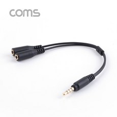 Coms 스테레오 분배 Y 케이블 20cm Stereo 3.5mm 4극 M to 3.5mm 3극 F x2 이어폰 마이크 2분배 IF321, 1개