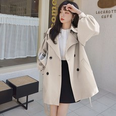 ROYALBELLE 여성 루즈핏 트렌치 데일리 플리츠 벌룬소매 아우터 쇼트핏 코트 K062902