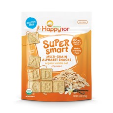 Happy Tot 슈퍼 스마트 멀티-그레인 알파벳 스낵 어린이 곡물과자 125g, 바닐라 오트 + 플랙씨드(Vanilla Oat + Flaxseed), 1개