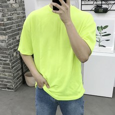 용된다 남자 여름 빅사이즈 라운드 반팔티셔츠