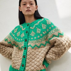 그린버터 Waffle Nordic Cardigan (Beige)