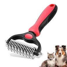 반려동물 그루밍 도구 고양이 및 개용 양면 언더코트 빗 안전한 엉킴 제거 큰 쉽게, 1개, 02 분홍색