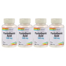 솔라레이 판토텐산 500mg 100정 4팩 Solaray Pantothenic, 1개, 기본