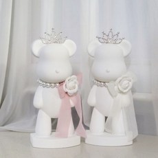 빅베어브릭 대형 베어브릭석고 방향제 까멜리아 샤샤 리본, 네추럴_화이트