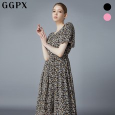 GGPX 쉬폰 벨티드 플로럴 퍼프 롱 원피스 (GNB5OP223F)554460