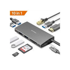 UPVICH USB C 허브 10in1Laptop Docking Station USBC Adapter with HDMI 4KMicro SD/TF Card Reader5 USBA, One Size, One Color