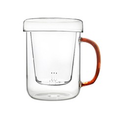 미앤유 내열유리 머그 + 거름망 + 뚜껑세트 430ml, 1개, 골드브라운 1개, 골드브라운