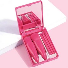 휴대용 메이크업 브러쉬 세트 다기능 세트 거울 소프트 헤어 느슨한 파우더 브러쉬 블러쉬 파운데이션 섀도우 브러쉬 5 개, Fluorescent Red