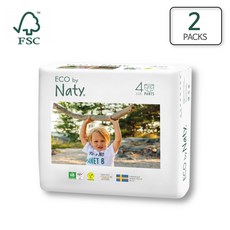 2팩 Eco by Naty 스웨덴 친환경 네띠 기저귀 (밴드팬티) 단계별 사이즈, 팬티 5단계 20매 X 2팩, 5단계