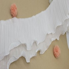 레이스스커트 의류 보조재 레이스 17CM이중 진주 시폰 프릴스커트 주름무늬 옷 수공