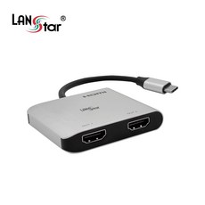 LANstar Type-C to 듀얼 HDMI2.0 MTS 컨버터/LS-UC202/C타입/4K UHD 60Hz/HDCP 2.2/미러링/영상 복제/확장 지원/넷플릿 지원/삼성 DEX, 1개