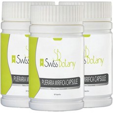 Swiss Botany 오가닉 푸에라리아 미리피카 가슴 확대 캡슐 견고함 부드러움 피부 머리카락 손톱 3 x 60캡슐, 3개