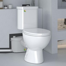 침윤식 화장실 | 4개의 물 주입구가 있는 메이서레이터 펌프가 투피스 업 플러시 시스템 지하실용 600W 화장실에는 연장관 수조 변기 시트가 포함되어 있습니다