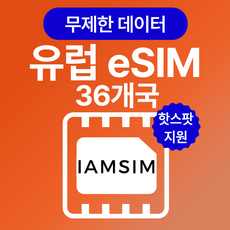 유렵 36개국 무제한 데이터 esim 이심