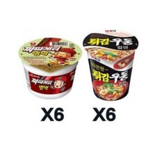 농심 컵라면 소컵 작은컵 짜장범벅컵6개+ 튀김우동컵6개, 1세트