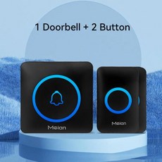 무건전지 무선 초인종 차임벨 Meian-스마트 홈 야외 IP65 방수 문짝 벨 60 곡 스마트 보안 경보 차임, 13) 1Bell 2Button-Black - EU 플, 13) 1Bell 2Button-Black - EU 플