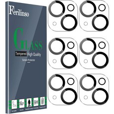 Ferilinso for iPhone 14 아이폰 15 Plus 카 렌즈 보호대 13 미니 화면 커버 9H 보호 케이스 친화적인 6팩