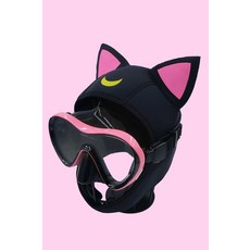 귀여운 고양이 프리 스킨 스쿠버 다이빙 캐릭터 모자 후드 잠수 서핑 스노쿨링 장비 슈트, C.래시가드+블랙봉