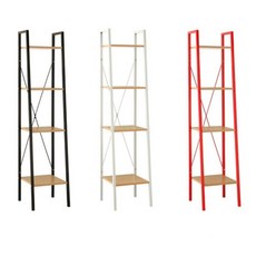 철제 우드 사다리 형 선반 4단 폭 35cm 책장 장식선반, 블랙