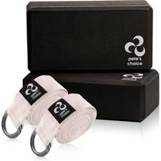 2-PACK 또는 5-PACK 요가 운동 조절 가능한 스트랩 8피트 | 보너스 eBook 필라테스 헬스 운동을 위한 내구성 있는 D-링 포함 유지 자세 스트레칭 유연성 향상 및, 2 Straps + 2 Blocks, 1개