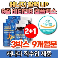 캐나다 코스트코 고함량 수용성 비타민 B 콤플렉스 B1 B2 B6 B12 비군 B군 판톤텐산 엽산 나이아신 비오틴 에너지 활력 영양제, 3개, 90정