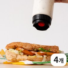 쉐프의소스통 거꾸로 쓰는 소스통, 옐로우(3mm), 4개, 350ml
