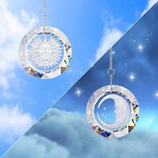 45mm 크리스탈 선캐처 라운드 펜던트 레인보우 메이커 가정용 자동차 장식용 달과 태양, 3pcs Round Gold, 1개