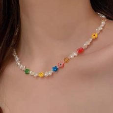 멀티컬러진주목걸이