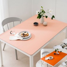 (14colors 11size) 롤로아 100% 방수 가죽 식탁보 테이블보, 160x90cm, 양면-6 (Peach+Orange)