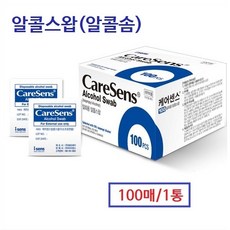 케어센스 일회용 알콜솜 100매+멸균 채혈침 란셋 100개, 1개 - 케어센스알콜스왑