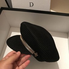 복고풍 금장 체인 블랙 여성 팔각모 마도로스 탐정 카페 주방 모자 헌팅캡