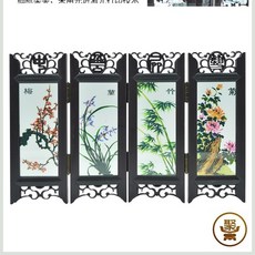 제사용병풍 미니병품 간편제사용병풍 제사병풍 미니 작은 화면 장식 장식 데스크탑 거실, 매화 난초 대나무 국화, 1개