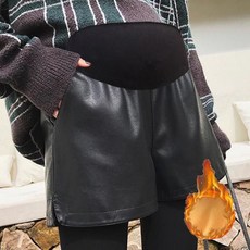 임부 겨울숏팬츠 여성 가을 외 입다 두터운 융털 인조가죽 가죽바지 타입 루즈핏 부츠 스타일리쉬 레깅스바지