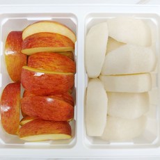 [당일 생산] 조각 간편과일 컵과일 이온세척 (사과 배 수박 멜론 샤인머스켓), 1세트, 1kg (조각 사과+배)
