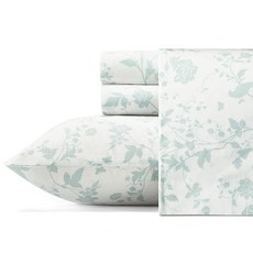  로라애슐리 Laura Ashley Home 새틴 컬렉션 침대 시트 세트 실크처럼 매끄럽고 빛나는 광택의 100% 면 주름 방지 침구 퀸 릴리안 