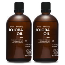 뷰디아니 호호바오일 비정제 냉압착 100% 유기농 식물성 천연 호호바씨 페이스 악건성, 100ml, 2개