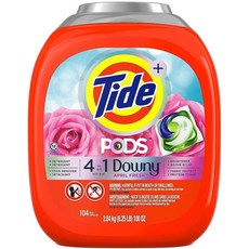 타이드 포즈 타이드 캡슐세제 다우니 에이프릴 프레쉬 104포즈 Tide Pods with Downy HE Laundry Detergent Pods, 104개입, 1개