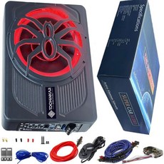 자동차 오디오 서브우퍼 차량용 우퍼 스피커 2024년 업그레이드 10인치 800W 슬림 언더시트 파워 카 레드 LED 앰비언트 라이트가 장착된 고/저레벨 입력 증폭기 및 배선
