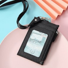 멀티 목걸이 지퍼형 카드 지갑 무지 인조가죽 교통카드지갑
