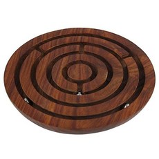 Bhartiya Handicrafts Round Labyrinth Maze Board Game Wooden Toys Brain Teaser Puzzle Game - Gifts fo, 6 Inch