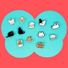 카피바라 고양이 댕댕이 아크릴 뱃지 가방 브로치 12종 세트