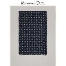 남자목도리 Massimo Dutti남성잡화 진청 더블버클 체크무늬 양털 스카프 00503049401