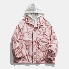 HENCHIRY 봄 가을 캐 주 얼 캐릭터 프린트 재킷 / 블랙 / 핑크 / 블 루 Youth Fashion Versatile Loose Autumn Breasted Jackets