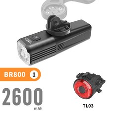 TOWILD BR800 B 충전식 LED MTB 전면 램프 헤드라이트 테일 라이트 알루미늄 손전등 자전거 라이트, 05 2600mAh TL03, 1개